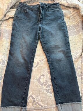 NYJD ladies size 14 Straight -Leg cuffed Sylvia dark  Blue Jeans